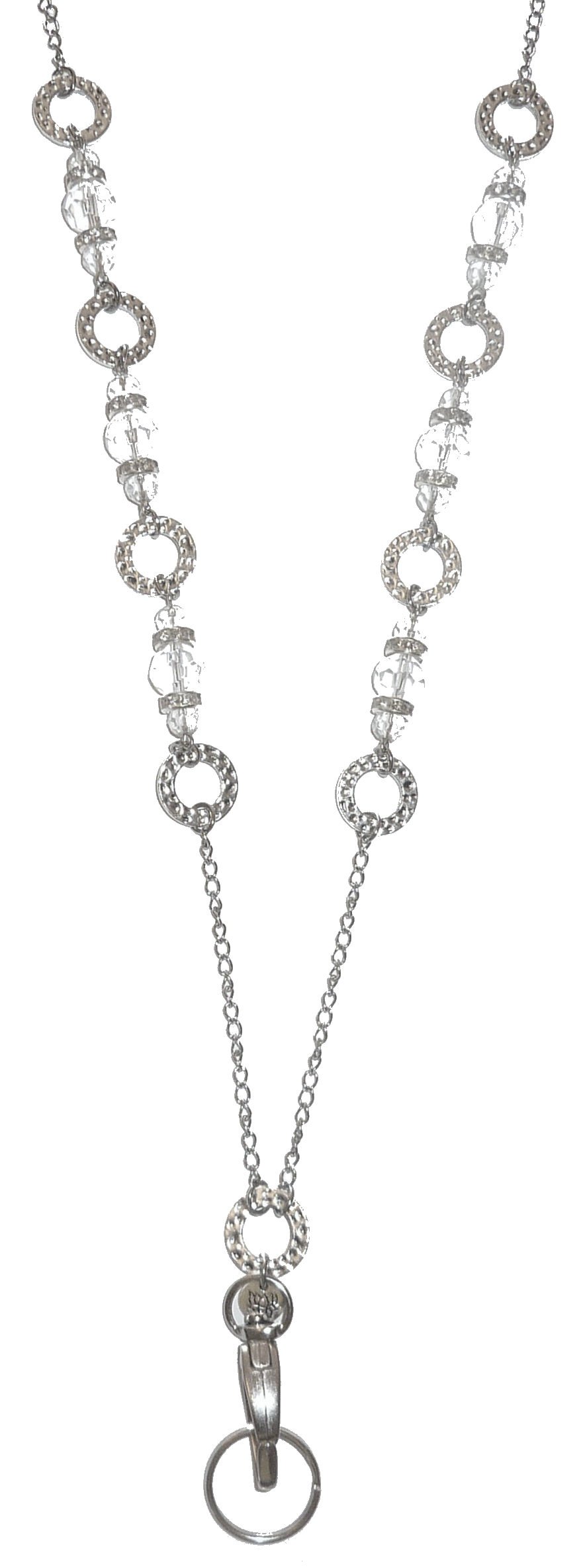 Hidden Hollow Beads Crystal Stainless Steel Strong Chain Women's Lanyard ID Card Badge Holder USA Teacher Nurse Cruise Keys, Crystal Non Breakaway - Stronger, 32 inches