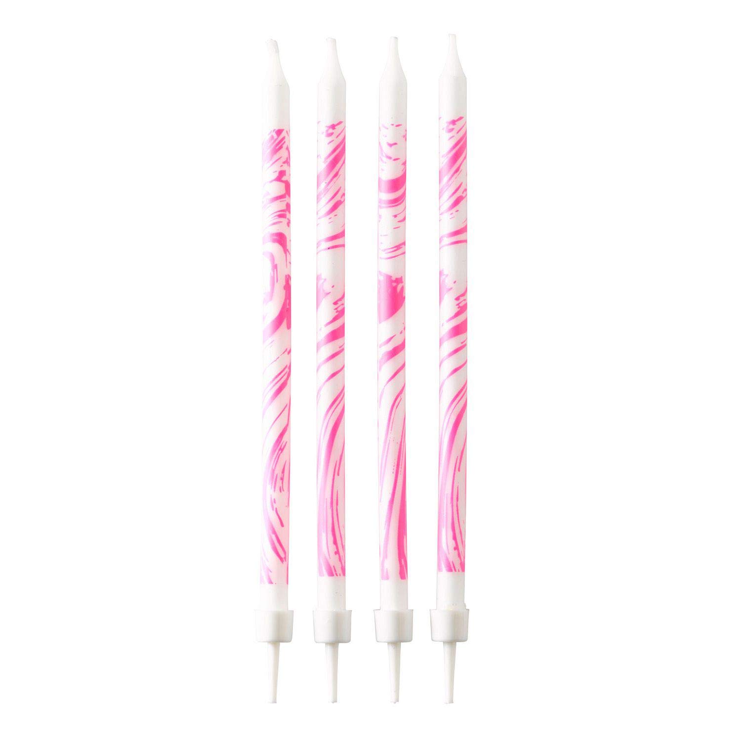 Amscan 9904358 12 Birthday Candles Marble White/Pink