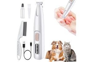 COBALT FELINE Dog Paw Trimmer with LED Light, 2025 Upgraded Pet Paw Trimmer for Dogs Cats Clippers Grooming Kit, 35dB Safety Low Noise Dog Paw Hair Trimmer Shavers for Paws Eyes Ears Face and Rump (White)