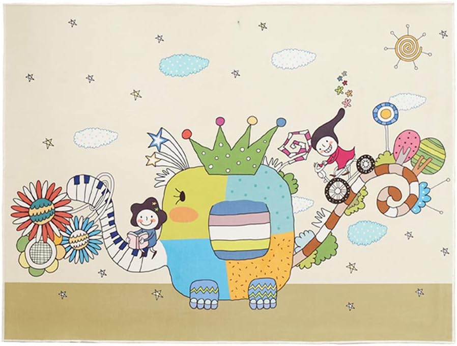 JTYX CARPETS Children Carpet Cute Cartoon Elephant Living Room Bedroom Bedside Rug Baby Climbing Mat,Green,140X200CM