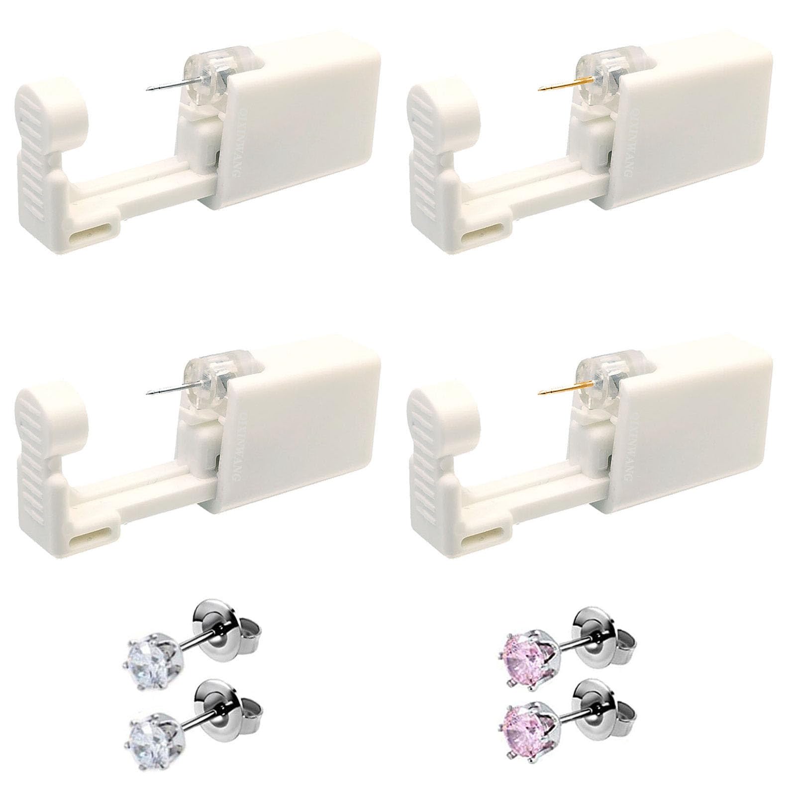 Photo 1 of 4 PCS Self Ear Piercing Gun Kit, Disposable Ear Piercing Gun Tool Set with Stud Earrings and Clean for Salon Home Use (5MM)