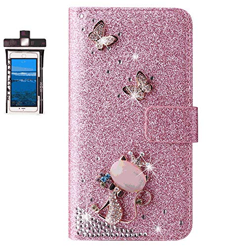 Flip Case for iPhone 7 Luxury Leather Wallet Cover with Viewing Stand and Card Slots Bussiness Phone Case with Free Waterproof-Case