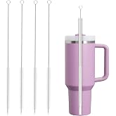 Straw Cleaner Brush for Stanley, 4Pcs Reusable Extra Long Straw Cleaning Brush for 14oz 20oz 30oz 40oz Stanley Mug, Cleaning Brush for All Plastic, Glass, Stainless and Silicone Straws