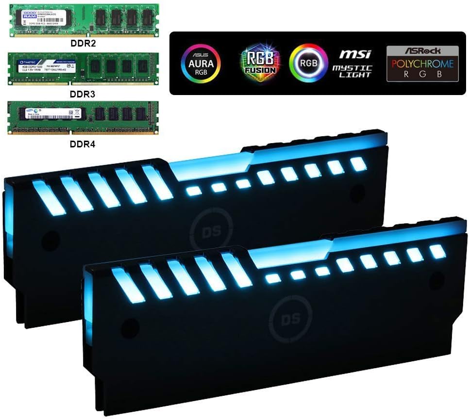 Onewatt Universal RGB Always on RAM Shell Memory Glowing Heatsink for Computer LED Cooling Vest Fin Heat Sink Controller for DDR3 DDR4 (M Series)