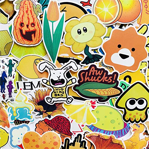 70pcs Cute Unique Trend Yellow Cartoon Waterproof Sticker Kids Girl Sickers Car Bicycle Suitcase Laptop Computer Water Bottle Mobile Phone Stickers Decals (Yellow)