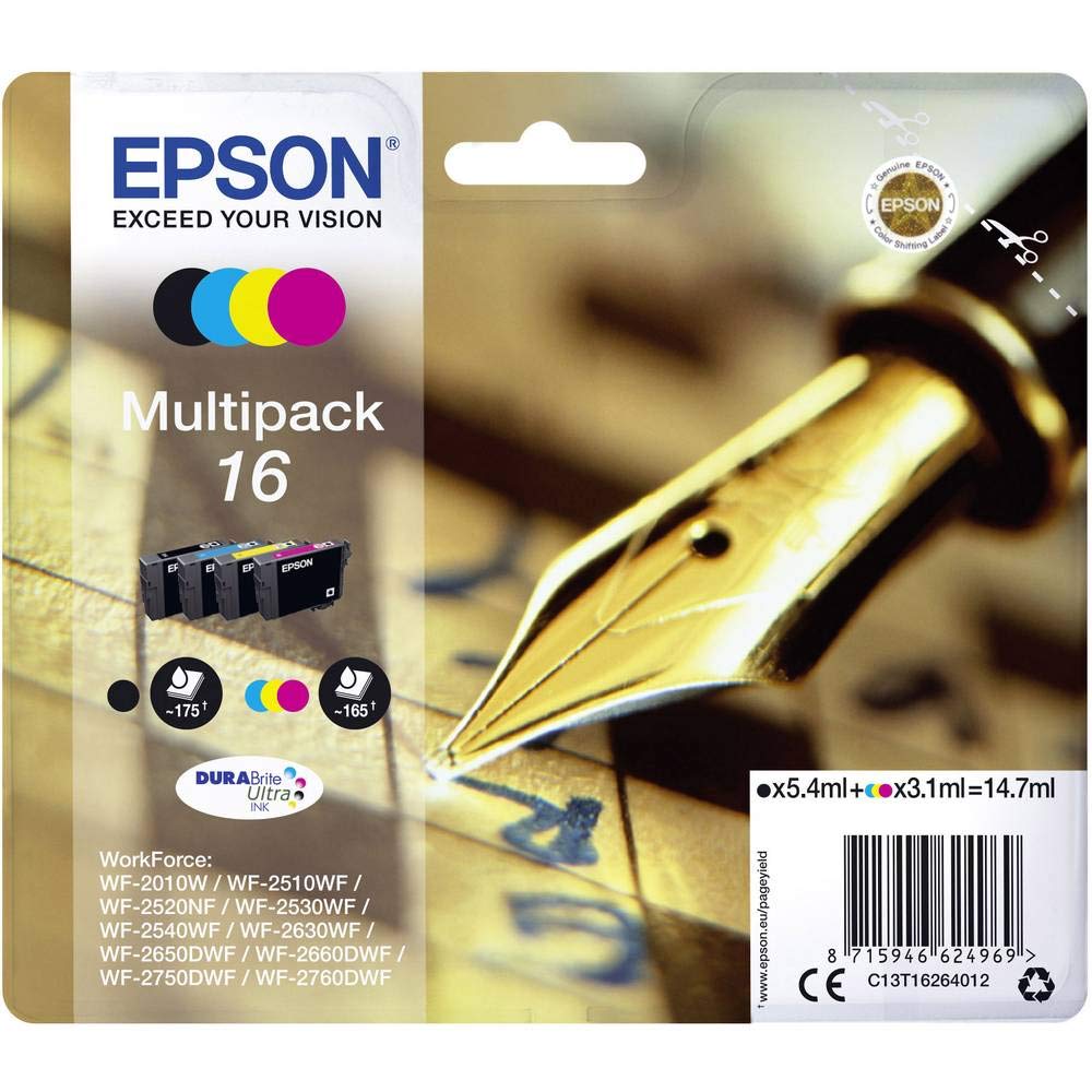 Epson 16 Black Cyan Magenta Yellow Ink Cartridge (Pack of 4)