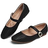 hingswink Mary Jane Shoes Women Flats Ballet Flats with Strap Square Toe Buckle MaryJanes for Women Dressy Comfortable