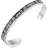 COOLSTEELANDBEYOND Om Namaste Cuff Bracelet, Mantras Amulet Cuff Bracelet Bangle, Stainless Steel, for Men and Women