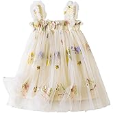 Nileafes Toddler Summer Dress Baby Girl Strap Floral A Line Dress Sleeveless Beach Butterfly Sundress for Toddler Girl