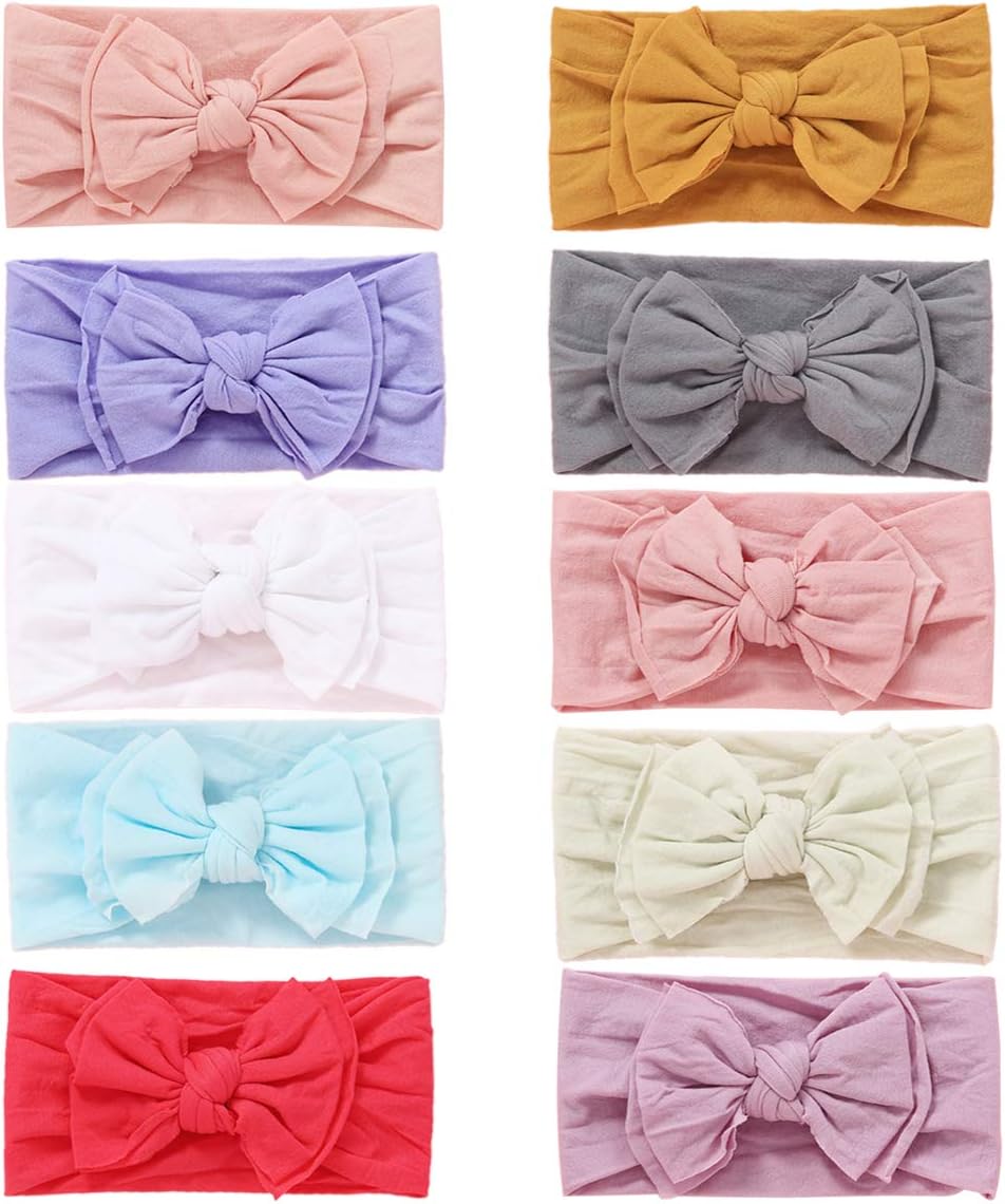 Baby Girl Headbands and Bows Classic Knot Nylon Headwrap Super Soft Stretchy Nylon Hair bands for Newborn Toddler, Children