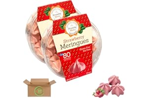 Krunchy Melts Meringue Cookies, Fat-Free Strawberry, Low-Calorie, Fat-Free, Gluten-Free, Keto-Friendly, Naturally Sweetened (2-Pack) - Packed by Brookville Marketplace