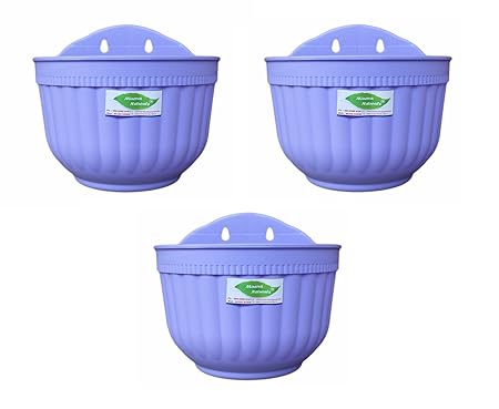 Wall Hanging Floral Garden Planter SEMI Circle/Vertical Pot Violet Color Set of 3 - MINERVA NATURALS