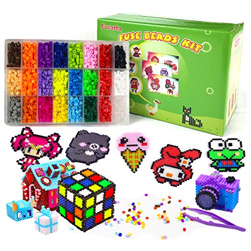 Fuse Beads Kit 6800 pcs 24 Colors Iron Fuse Beads with 3 Pegboards 63