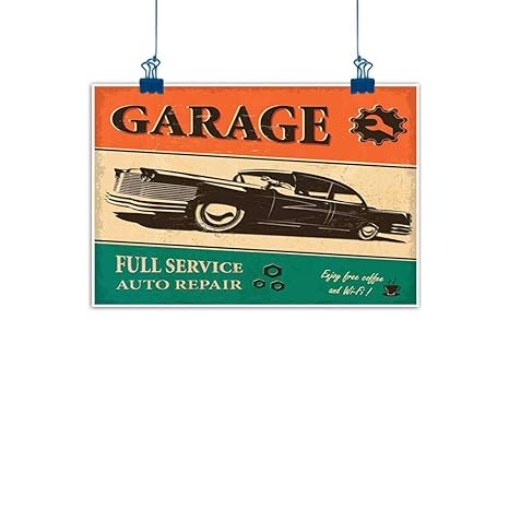  Sunset Glow Art Poster Print Vintage Garage