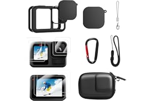 AAIOOEA Accessories Kit for GoPro Hero 13 Black Accessories which Includes Impact Resistant Silicone case Tempered Glass Scre