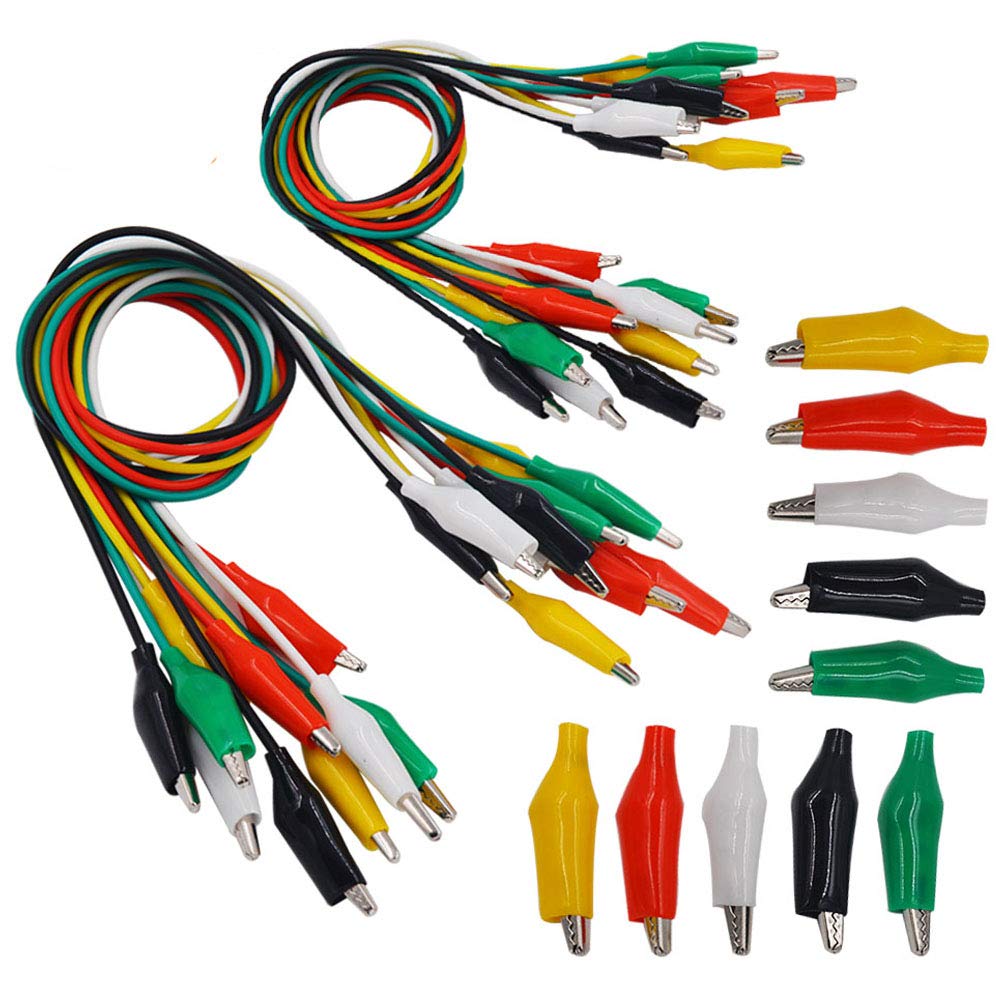 Senven Alligator Clip Test Lead Set, 20pcs Color Coded Test Line & 10pcs Double-Headed Alligator Clip, 52cm / 20.5 inches, ELECTRIC_CIRCUIT_TESTING_DEVICE