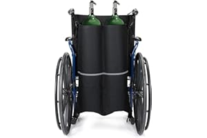 Issyzone Dual Oxygen Tank Holder for Wheelchair, Oxygen Cylinder Bag, with Nice Mesh Storage Pocket Fits D and E Oxygen Tanks