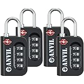 ANVIL TSA Approved Luggage Lock - 4 Digit Combination, 10,000 Combinations, Easy-Read Password Window, Travel Lock for Suitcases, Backpacks, Gym & Student Lockers, Baggage