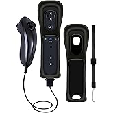 WDZP (Black*1) Remote Controller with Motion Plus for Wii/WII U, 2 in 1 Remote with Nunchuck Controller for Wii/WII U Console [nintendo_wii_u]