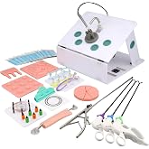 Powfizzo Animal Abdominal Cavity Trainer Simulator Training Box Single Hole Box with 10 Teaching Modules, HD 0&deg; Camera, 4 Instruments