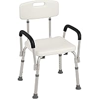 HOMCOM Adjustable Medical Shower Chair with Back, Seniors, Non Slip Tub Safety for Disabled Bathtub Bench Bath Seat with Padd