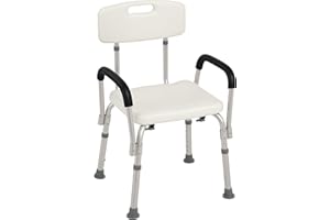 HOMCOM Adjustable Medical Shower Chair with Back, Seniors, Non Slip Tub Safety for Disabled Bathtub Bench Bath Seat with Padd