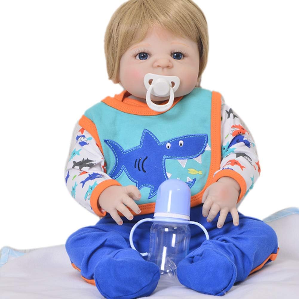 Prezzo JTYX DOLLS 57cm Rinato Bambola Realistico Silicone Morbido Simulazione Bambino Occhi Blu Carino Regalo di Compleanno del Neonato Bambole Lavabile,Color1,57cm Offerte