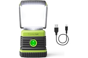 LED Camping Lantern Rechargeable, Consciot Camping Lights, 1000LM, 4 Light Modes, 4400mAh Power Bank, IPX4 Waterproof Tent Lights, Dimmable Flashlight for Emergency, Power Outages, USB Cable Included
