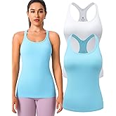 Evercute 1/2/3 Pack Workout Tank Tops for Women with Built in Bra Racerback Yoga Sleeveless Top Camisole Athletic Gym Tops
