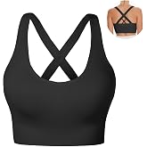 Nabawa Sports Bra for Women Unpadded Medium Support Criss Cross Back Strappy Workout Bra High Impact Gym Activewear Top