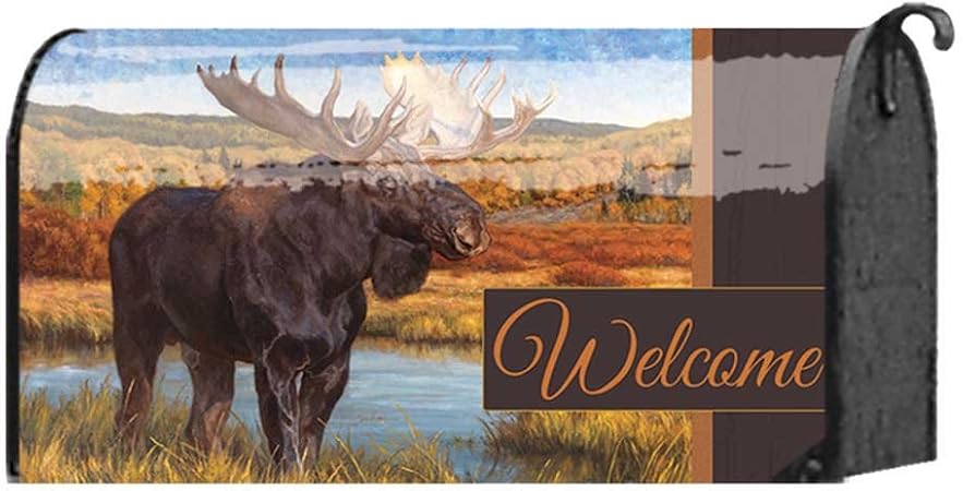 Amazon Com Standing Moose On The Hills Portrait 22 X 18 Standard Size Mailbox Cover Garden Outdoor
