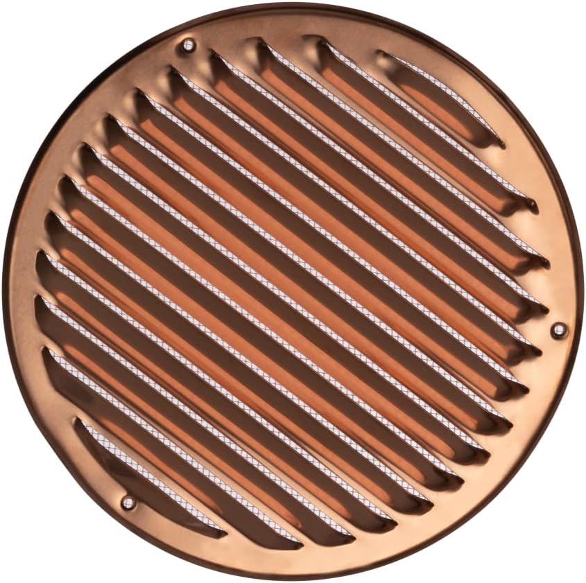 EUROPLAST Ø200mm Copper Round Air Vent Grille Cover with Insect Mesh