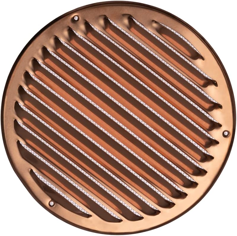EUROPLAST Ø200mm Copper Round Air Vent Grille Cover with Insect Mesh