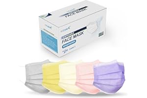 FriCARE Disposable Face Masks, 3-Ply ASTM Level 3 Medical Grade, Breathable & Comfortable for Adult Daily Work/Sun Protection, 50 Pack Peach Blossom Dream