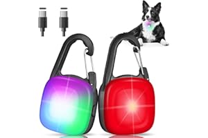 HMNYSOL 2 Pack 4 Lighting Modes Dog Light, Dog Collar Light for Night Walking, IP68 Waterproof Light for Dog Collar, High-Capacity Type-C Rechargeable Dog Safety Light for All Types of Dog