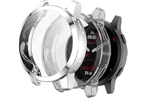 WUWOCJ 2-Pack Screen Protector Cases Compatible with Garmin Vivoactive 4/Venu 2 45mm,All-Around Soft TPU Protective Case Bumper Frame Cover (Silver/Clear)