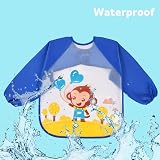 Vicloon Bibs with Sleeves 3 Pack Waterproof Long Sleeve Bibs Green/Blue view 4