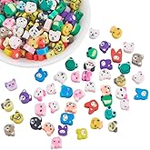 PONABEADIY 8MM 250PCS Assorted Animal Beads with Hole Polymer Clay Cute Charms Handmade Colorful Soft Animals Loose Spacer Bead Bulk for Jewelry Making Bracelets Necklaces Adult DIY Crafts Supplies