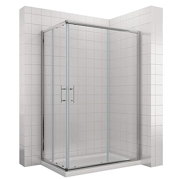 Duschkabine/Duschabtrennung 120x80cm Eckeinstieg Doppel Schiebetür Echtglas