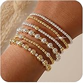 Bohxantium Gold Beaded Bracelets for Women 14K Gold Plated Beads Ball Silver Stackable Stretch Elastic Adjustable Bracelet Stack Non Tarnish Trendy Jewelry Set Adjustable Christmas Gifts for Women