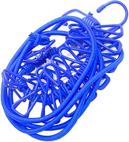 Ceeyali Windproof Portable Travel Clothesline with 12pcs Clothespins for Indoor Outdoor Drying Clothes Towels Blue