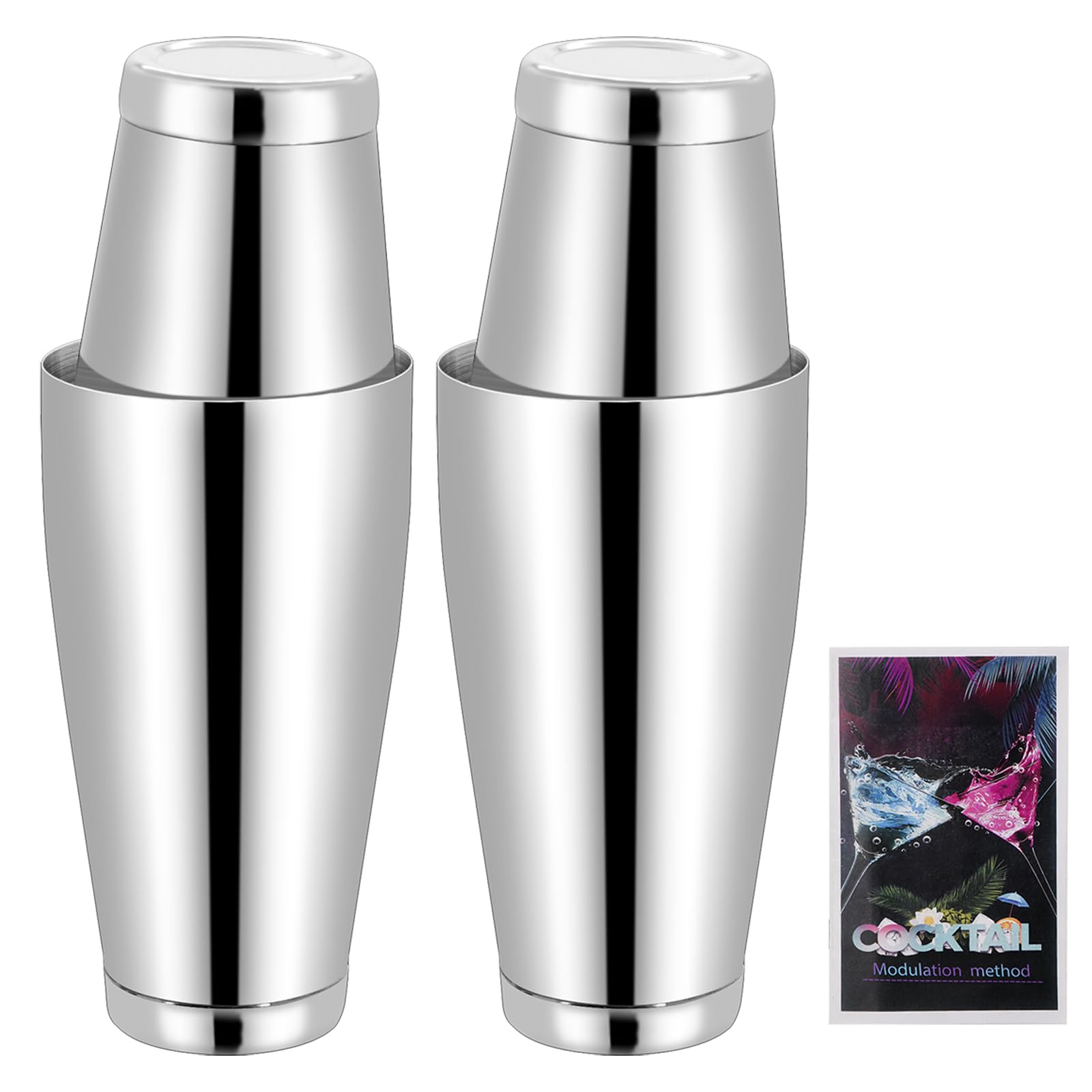 Photo 1 of 2Pcs Cocktail Shaker Set, Pro Bar Shaker Boston Shaker Set, Stainless Steel Martini Drink Mixer for Bartending Essential Bar Tools Weighted Shaking Metal Tins for Bartender 20Oz, 28 oz (2)