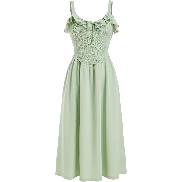 Amazon.com: CIDER Summer Floral V Neck Maxi Dress Vacation Beach Sleeveless  Cotton Shirred Mid Waist Dress Cream : Clothing, Shoes & Jewelry