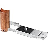 Haoge X-E5 L-Shape Grip for Fujifilm XE-5 Camera - Retro Grip Wooden Side Handle with Arca-Swiss Quick Release Plate-Silver, Extra Tripod 1/4 Hole & Hot Shoe Hole HG-XE5-W