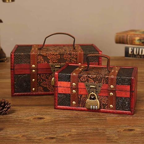 Amazon Co Jp 宝箱 鍵付き 小物入れ コードロック アンティーク 持ち手ちき 宝箱 木製ボックス ケース お札 貯金箱 かわいい宝箱 収納 インテリア小物 おしゃれ 宝石箱 ジュエリーボックス おもちゃ箱 S L ホーム キッチン