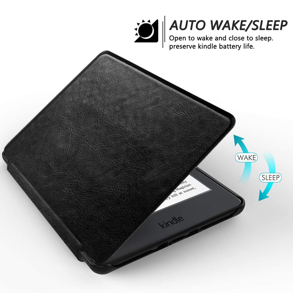SCSVPN Case for 6.8'' Kindle Paperwhite (11th Generation-2021) and Kindle Paperwhite Signature Edition, Slim PU Leather Shell Cover with Hand Strap, Auto Wake/Sleep for Kindle Paperwhite 2021, Black