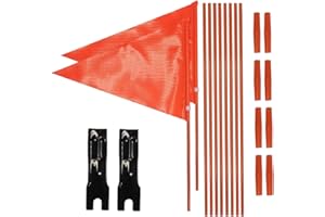 ACREBOW Bike Safety Flag with Pole 2 Sets, 6-Foot Adjustable Height Sturdy Fiberglass Tear-Resistant Waterproof Orange Safety Flag (Orange and Red)