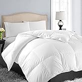 EASELAND Twin Size Down Alternative Comforter - Quilted Duvet Insert for All Seasons, Soft Lightweight with Corner Tabs, Summer Winter Warm Bedding, White 64×88 Inches