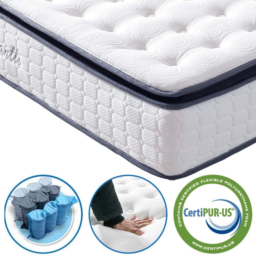 Vesgantti European Mattress 120x200 cm - 10.6 Inch Pocket Sprung Mattress with Breathable Foam and Individually Pocket Spring - Medium, Upgraded Pillow Top Collection