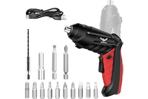 JENABOM Electric Screwdriver Cordless Rechargeable Small Power Drill Set 3.6V Li-ion 3.5Nm Max Torque Electric Rotatable with LED Light Screwdriver,14Pcs